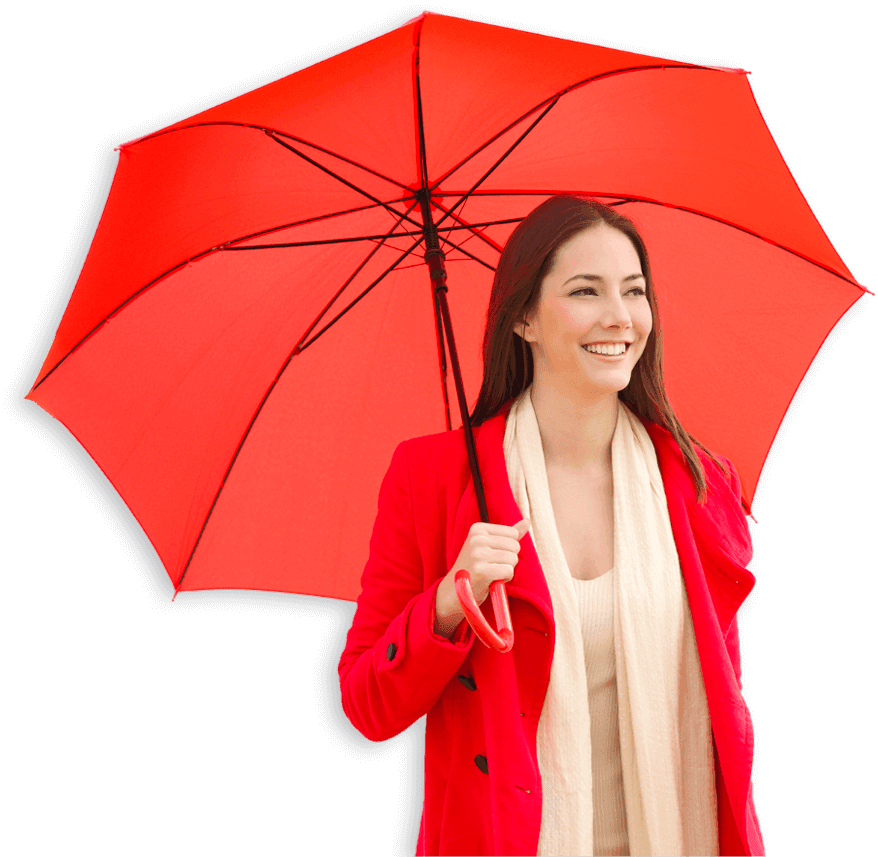 donna con ombrello rosso