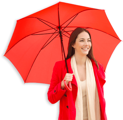 donna con ombrello rosso